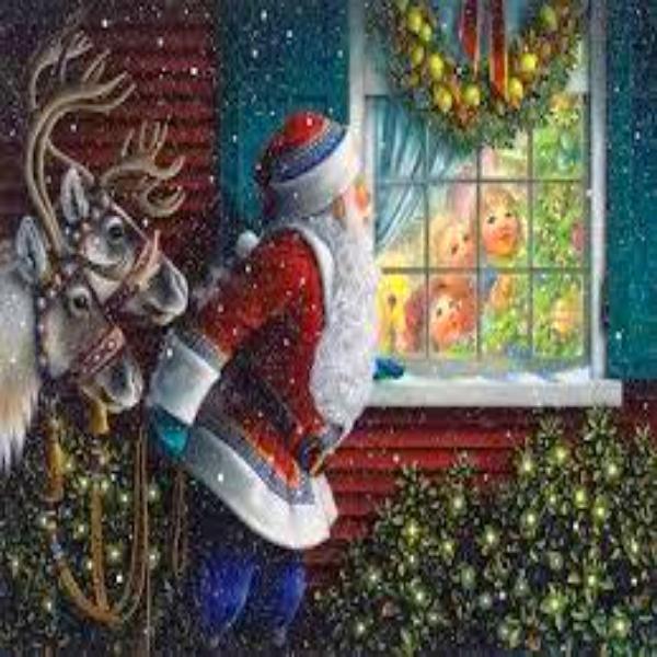 Santa Behind The Window