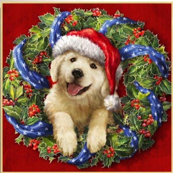 Christmas Wreath Puppy