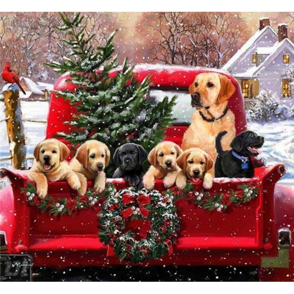 Winter Christmas with Puppies