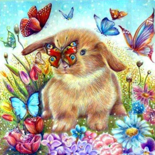 Bunny With Butterflies