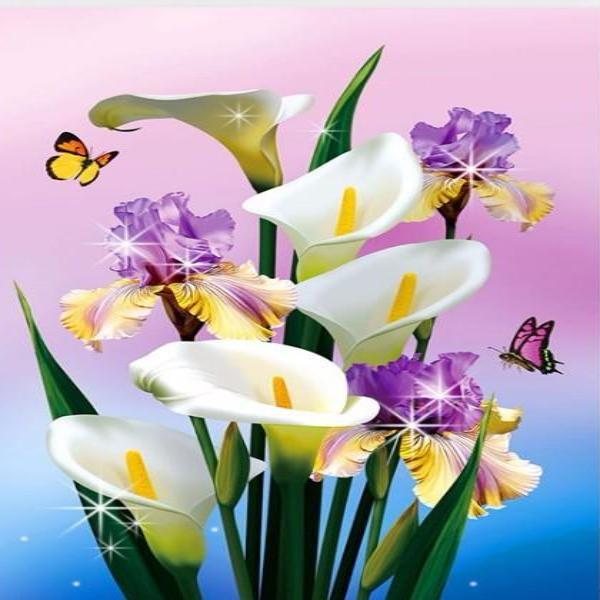 Calla Lilies With Dancing Butterflies